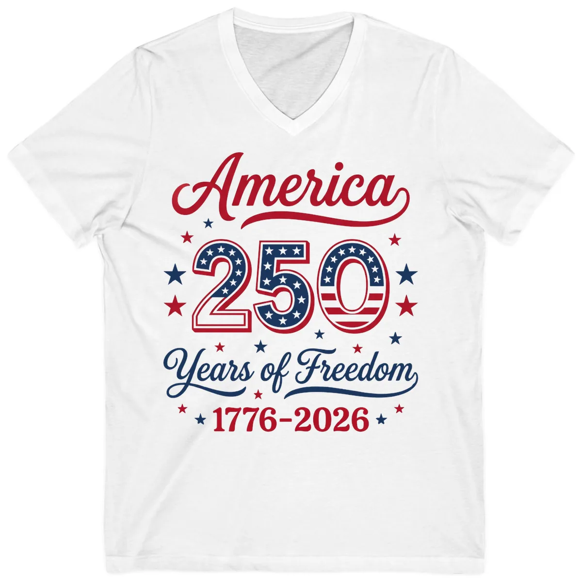 America 250 Years Of Freedom V-Neck in White