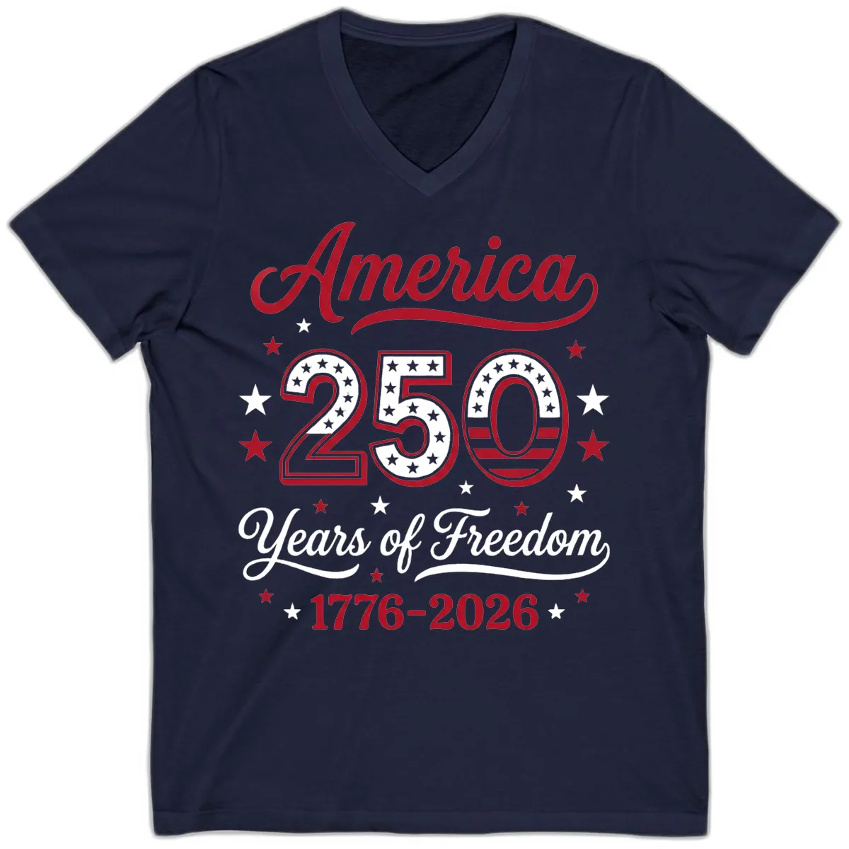 America 250 Years Of Freedom V-Neck in Navy