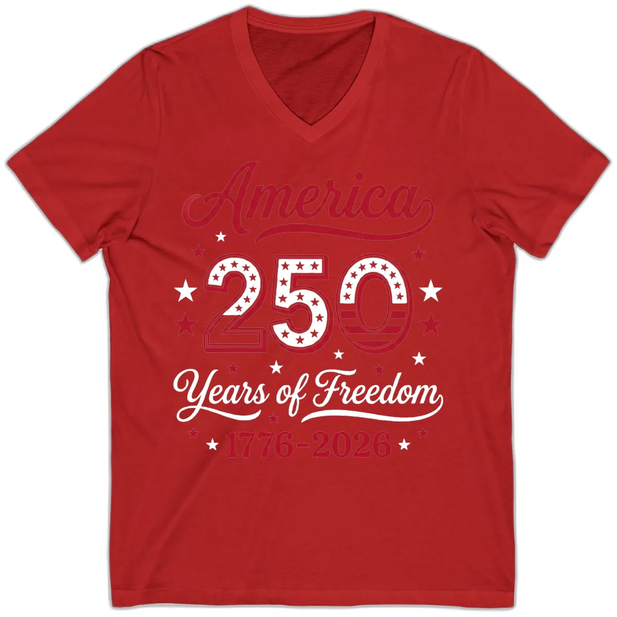 America 250 Years Of Freedom V-Neck in Red