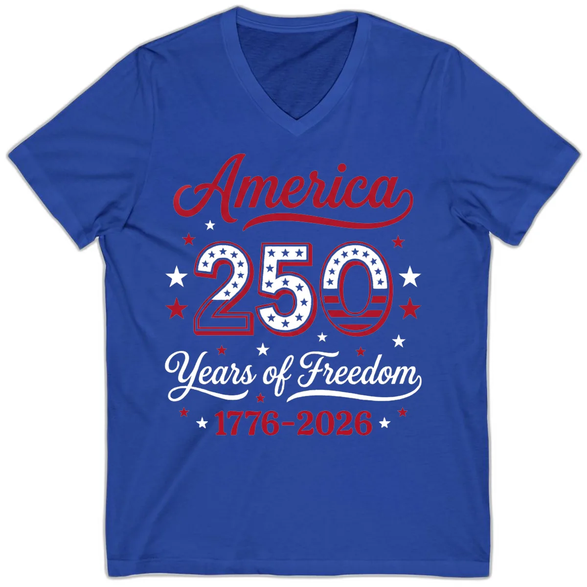 America 250 Years Of Freedom V-Neck in True Royal