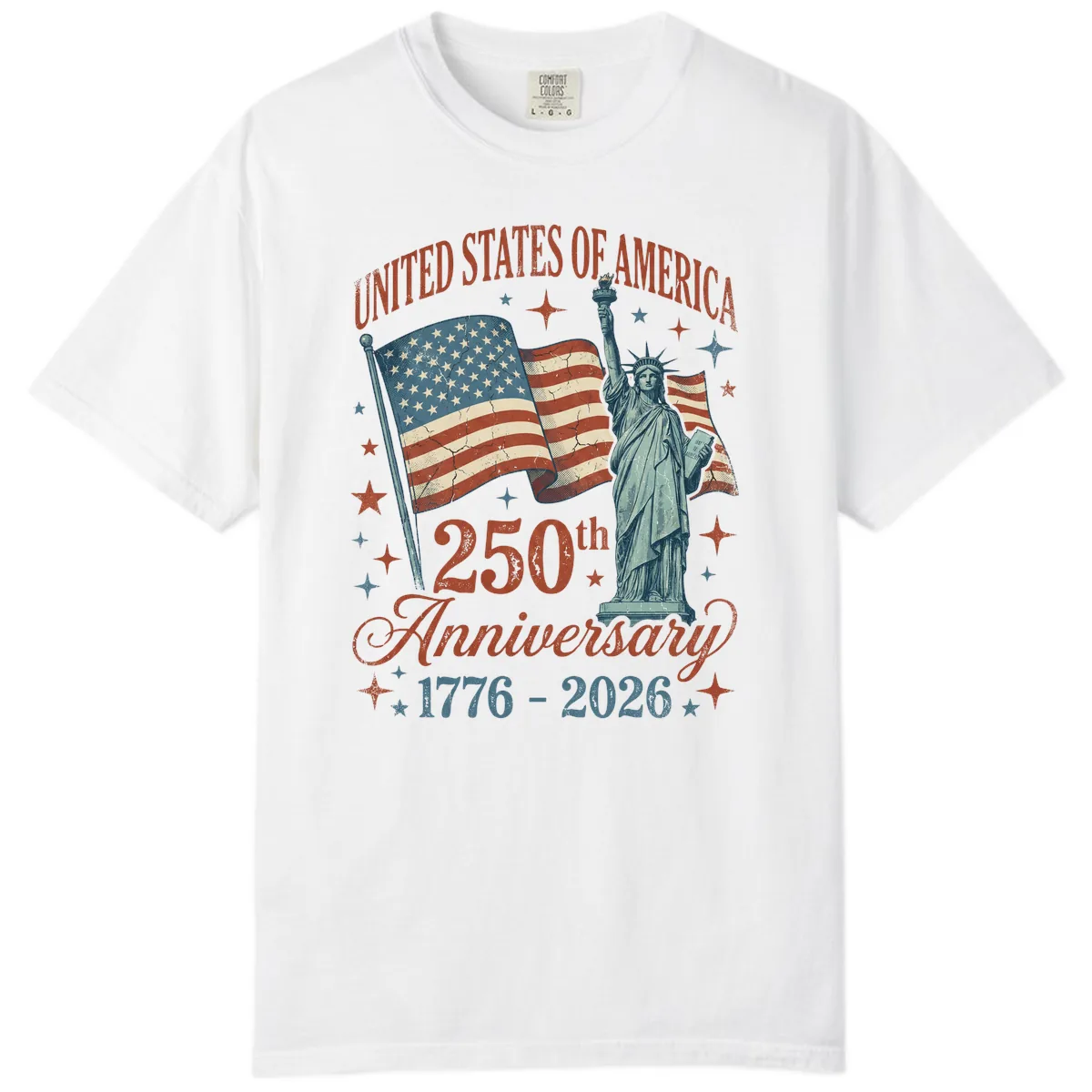 America 250th Anniversary Celebration Comfort Color in White