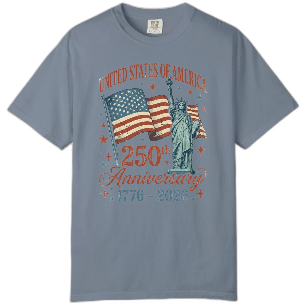 America 250th Anniversary Celebration Comfort Color in Blue Jean