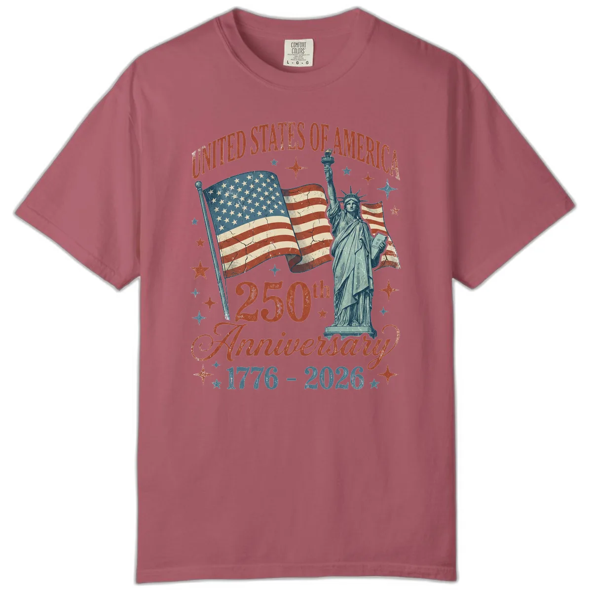 America 250th Anniversary Celebration Comfort Color in Crimson