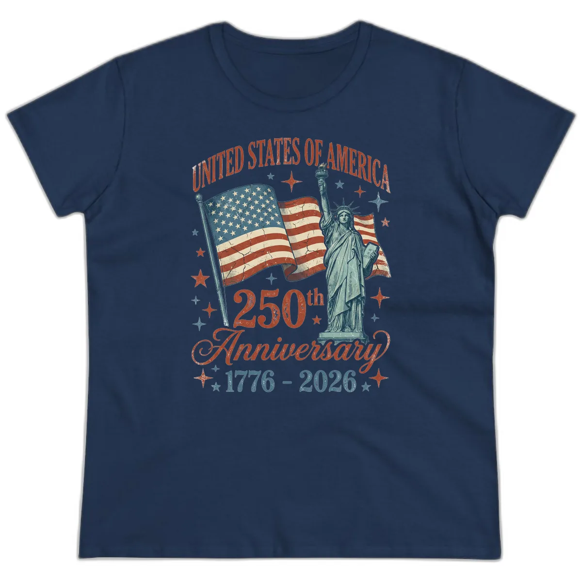 America 250th Anniversary Celebration Ladies Tee in Navy