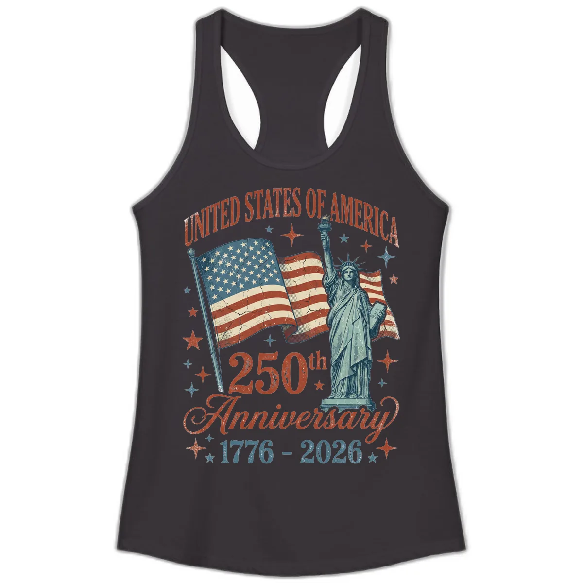 America 250th Anniversary Celebration Ladies Tank in Black