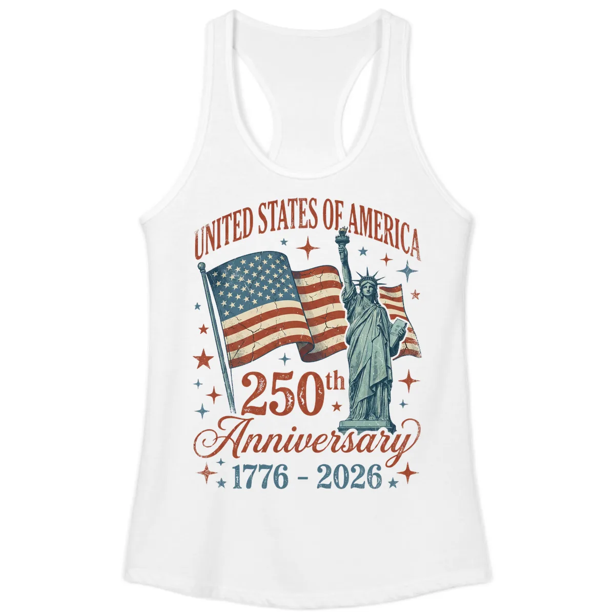 America 250th Anniversary Celebration Ladies Tank in White