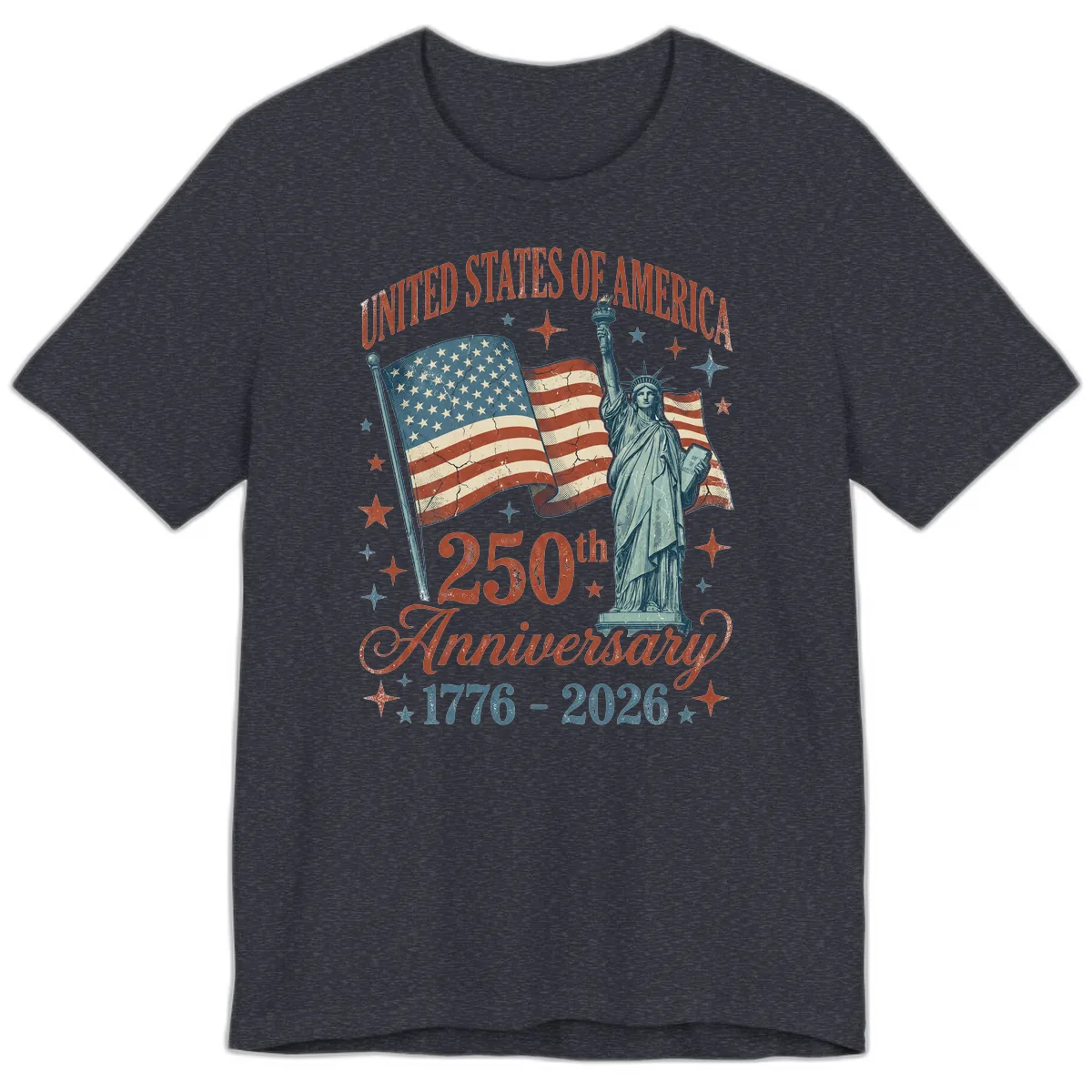 America 250th Anniversary Celebration Premium T-Shirt in Heather Navy