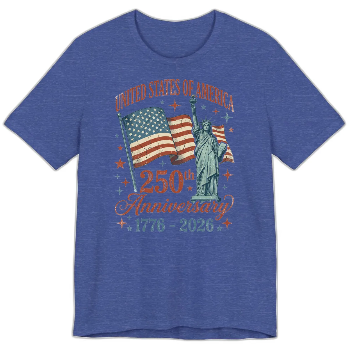 America 250th Anniversary Celebration Premium T-Shirt in Heather True Royal