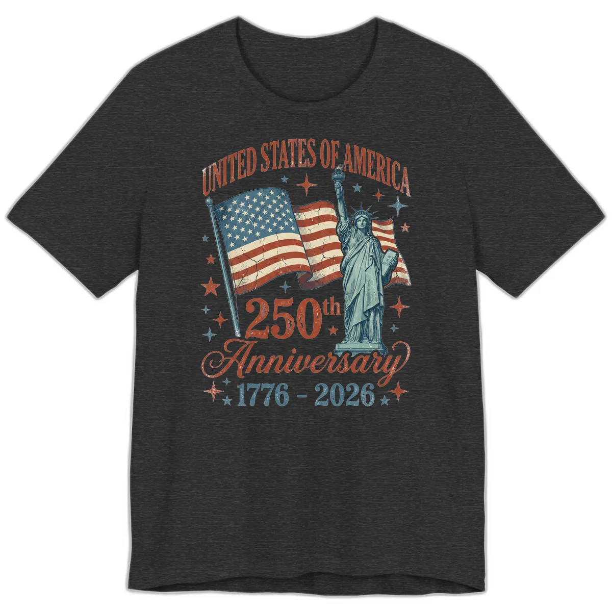 America 250th Anniversary Celebration Premium T-Shirt in Dark Grey Heather