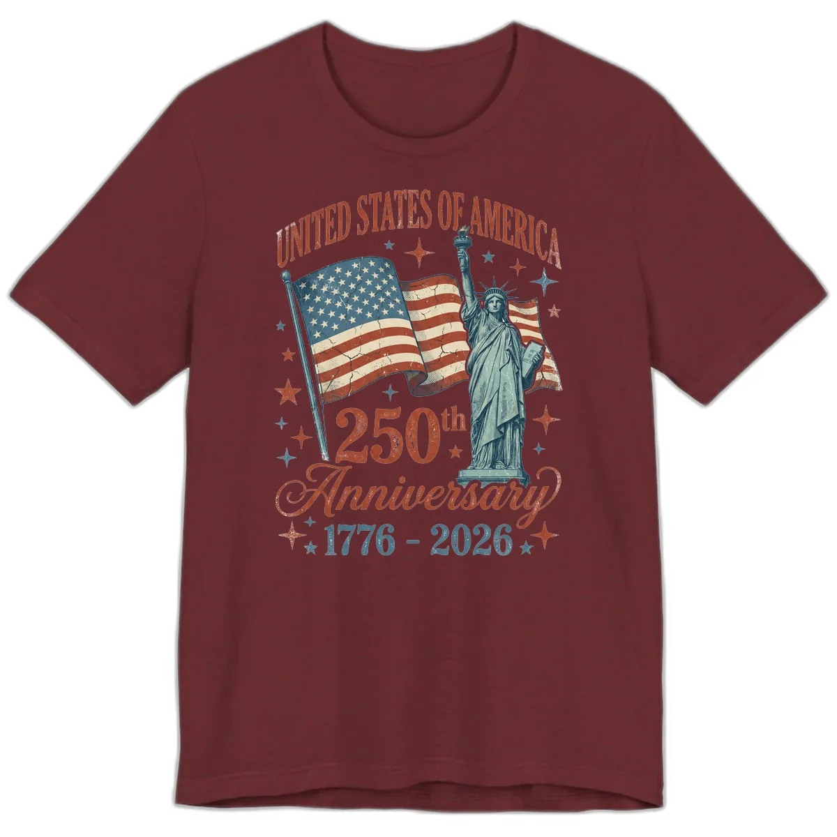 America 250th Anniversary Celebration Premium T-Shirt in Heather Cardinal