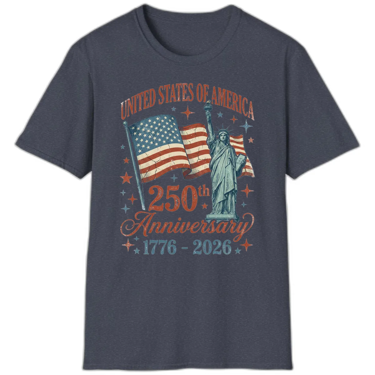 America 250th Anniversary Celebration T-Shirt in Heather Navy