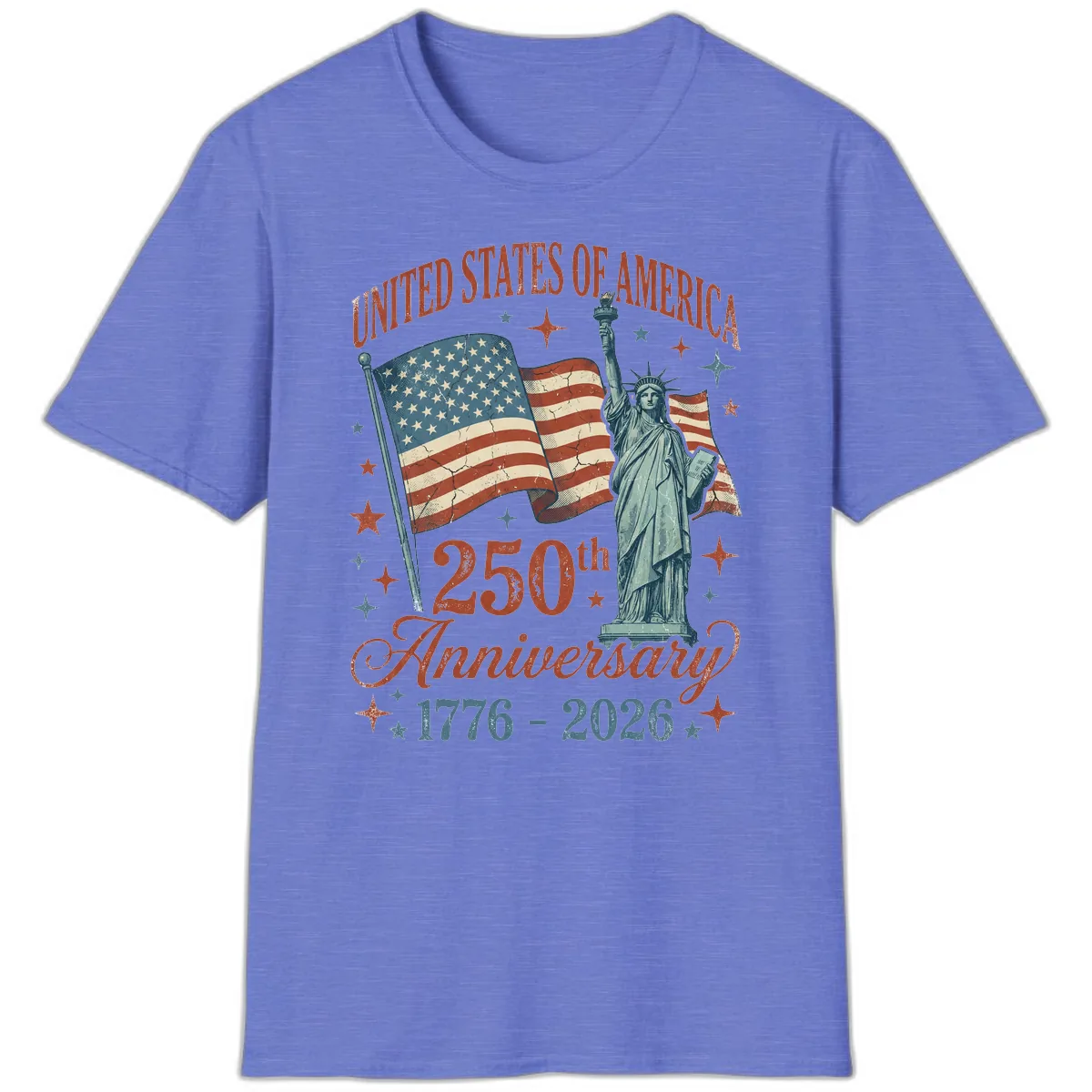 America 250th Anniversary Celebration T-Shirt in Heather Royal