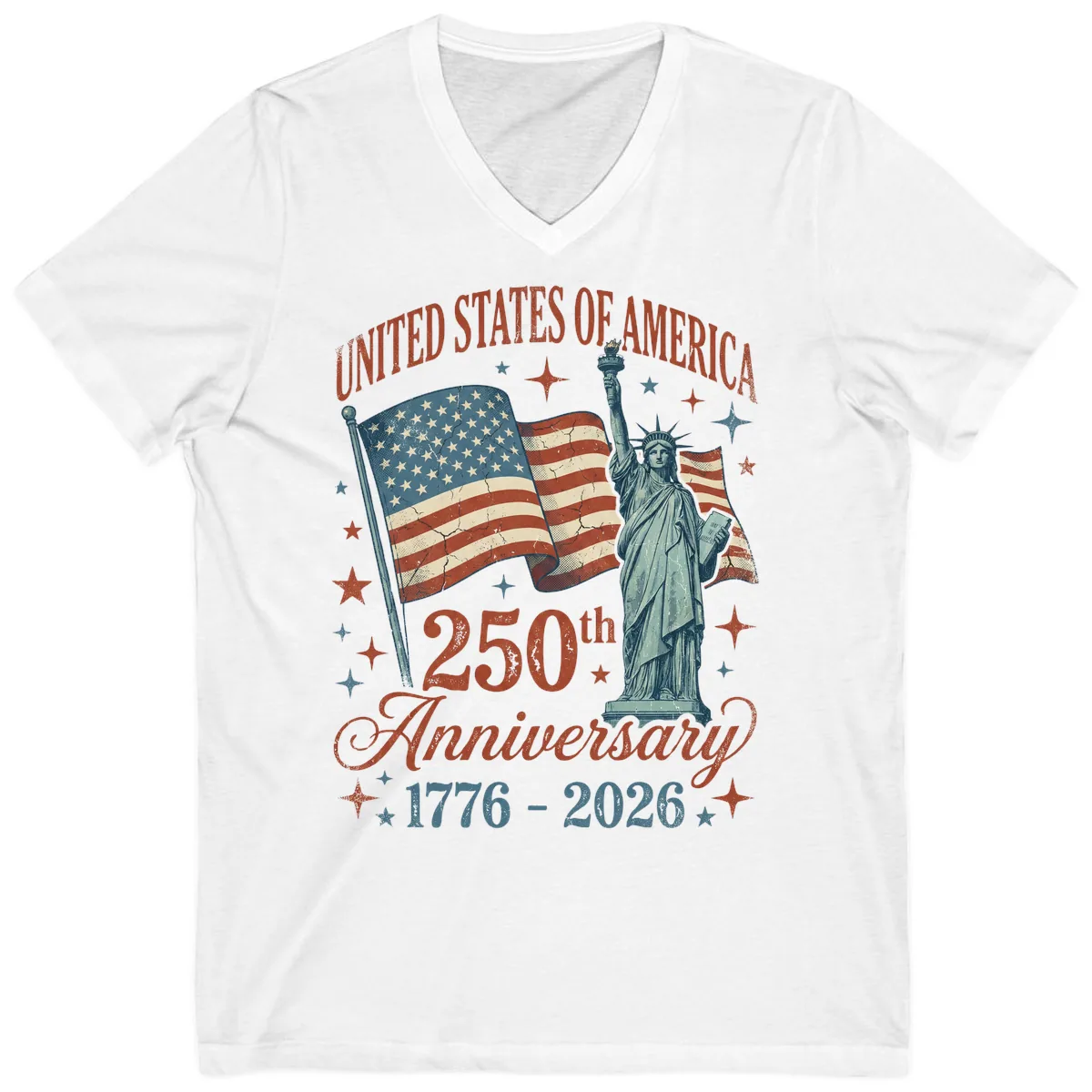America 250th Anniversary Celebration V-Neck in White