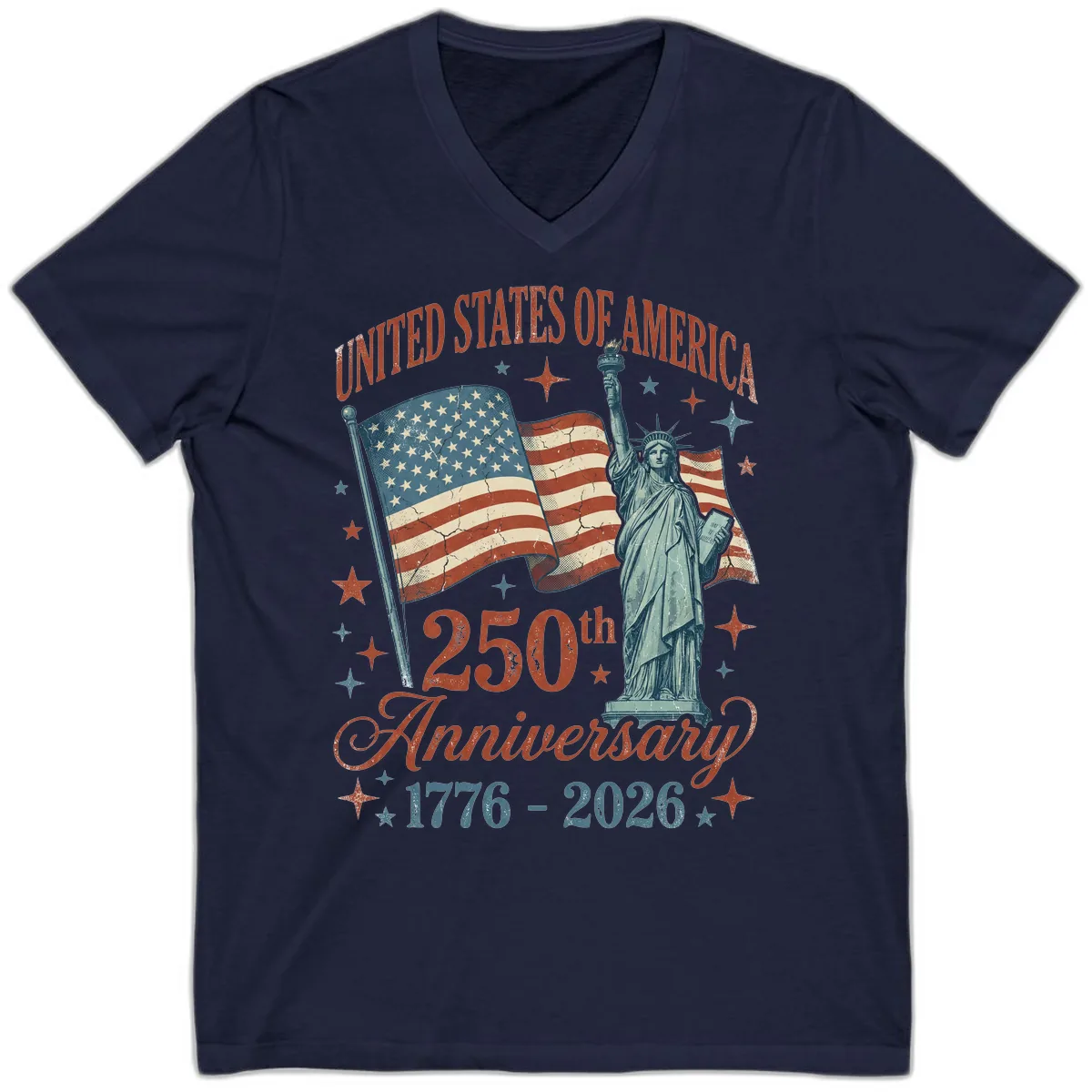 America 250th Anniversary Celebration V-Neck in Navy