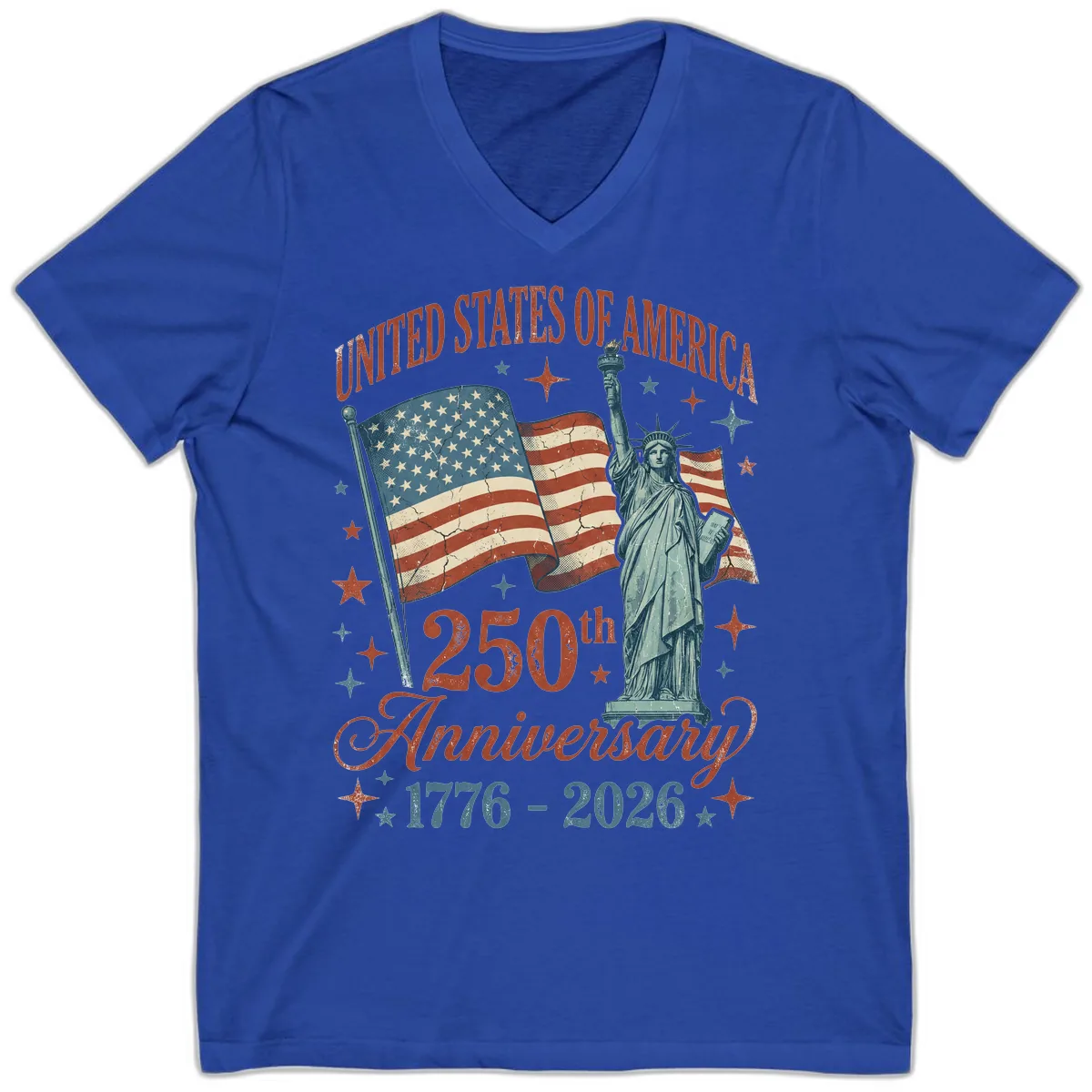 America 250th Anniversary Celebration V-Neck in True Royal