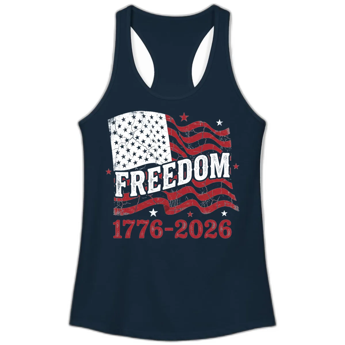 America's Freedom Celebration 250 Years Ladies Tank in Solid Midnight Navy