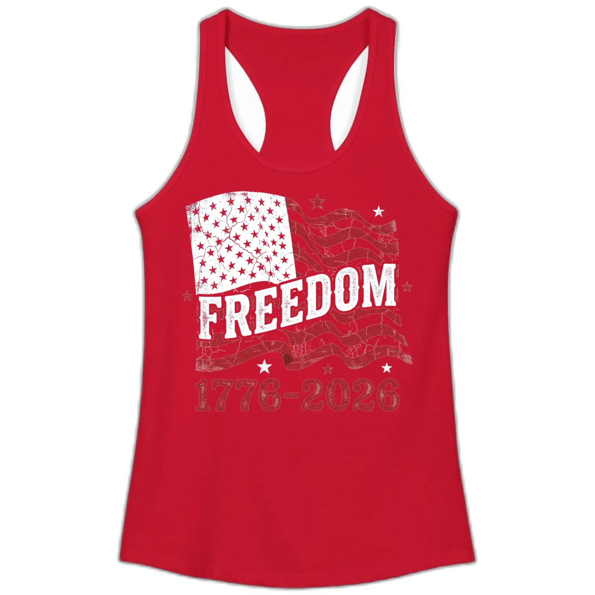 America's Freedom Celebration 250 Years Ladies Tank in Solid Red