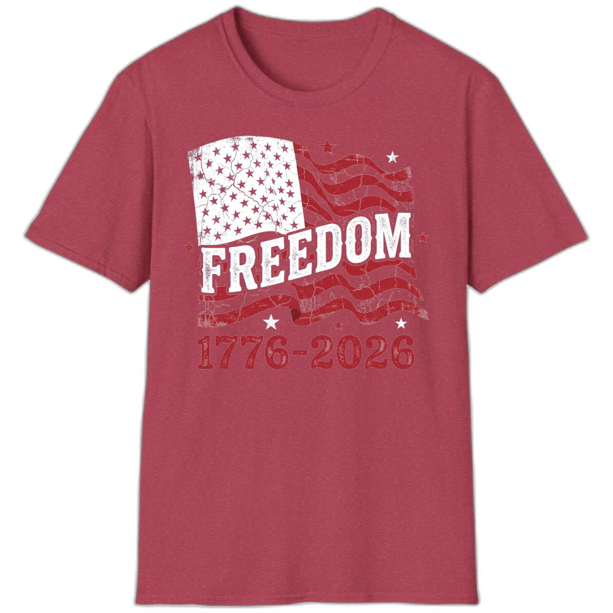America's Freedom Celebration 250 Years T-Shirt in Heather Cardinal
