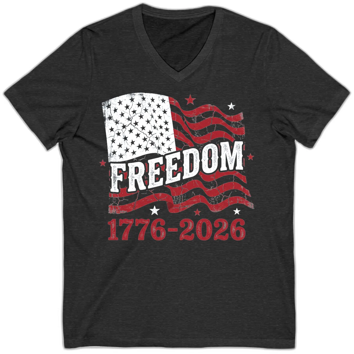America's Freedom Celebration 250 Years V-Neck in Dark Grey Heather
