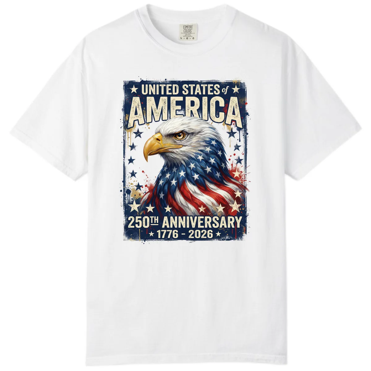 America 250th Anniversary Eagle Comfort Color in White