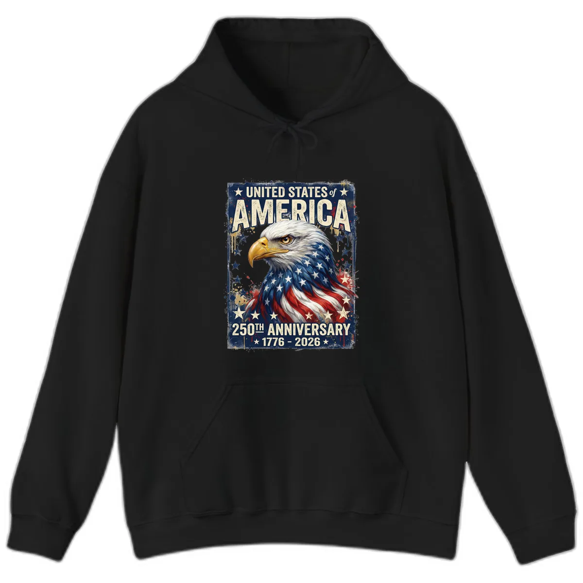 America 250th Anniversary Eagle Hoodie in Black