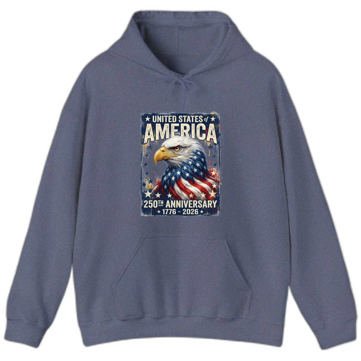 America 250th Anniversary Eagle Hoodie in Heather Navy