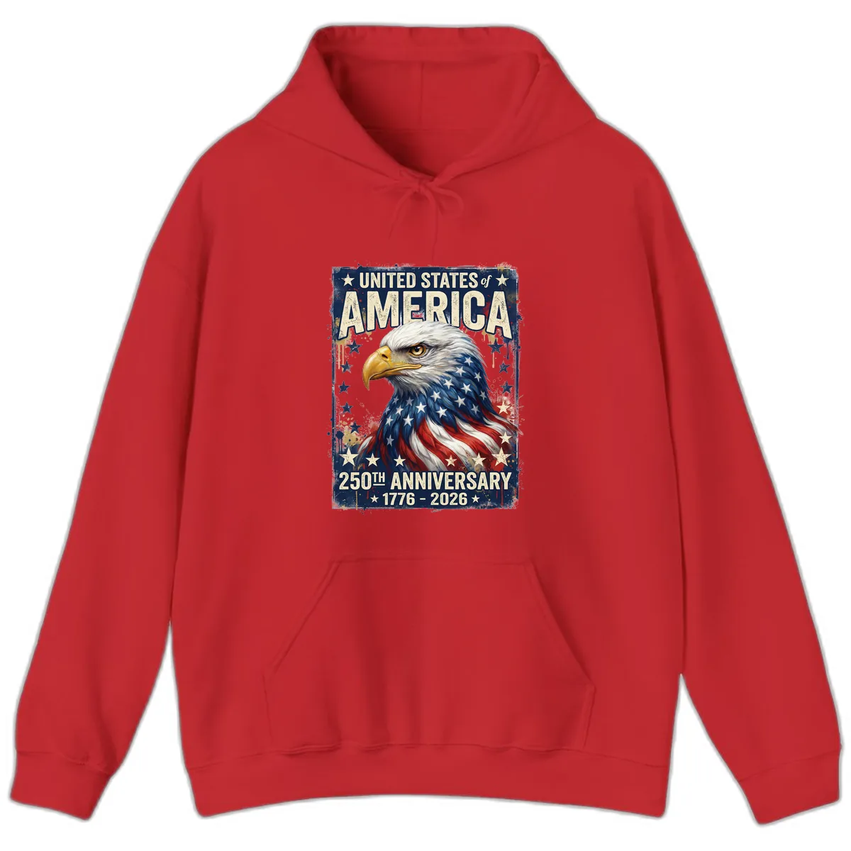 America 250th Anniversary Eagle Hoodie in Red