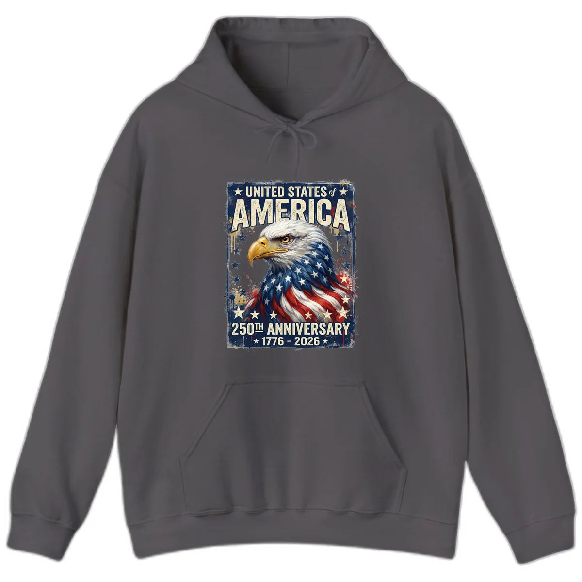 America 250th Anniversary Eagle Hoodie in Charcoal