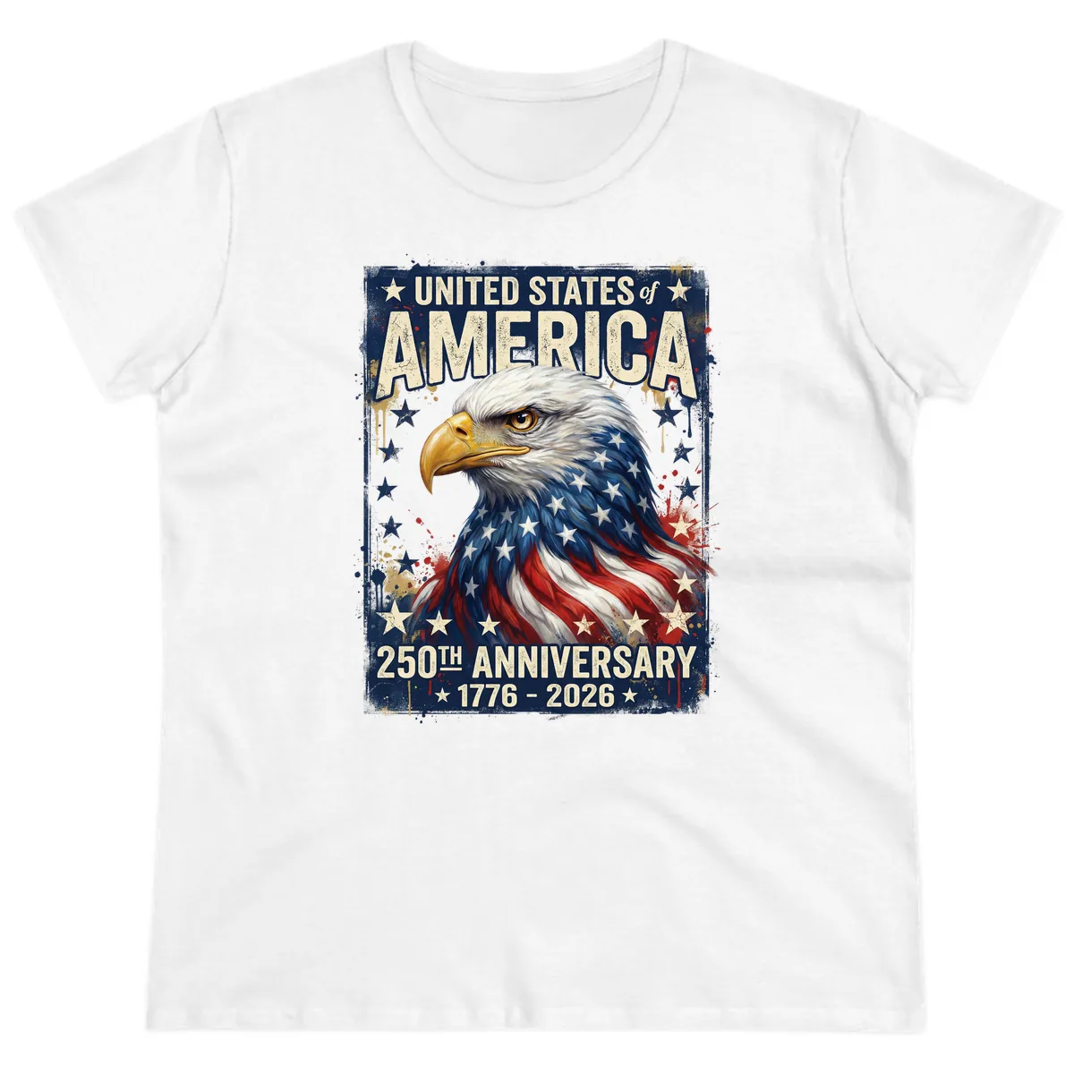 America 250th Anniversary Eagle Ladies Tee in White