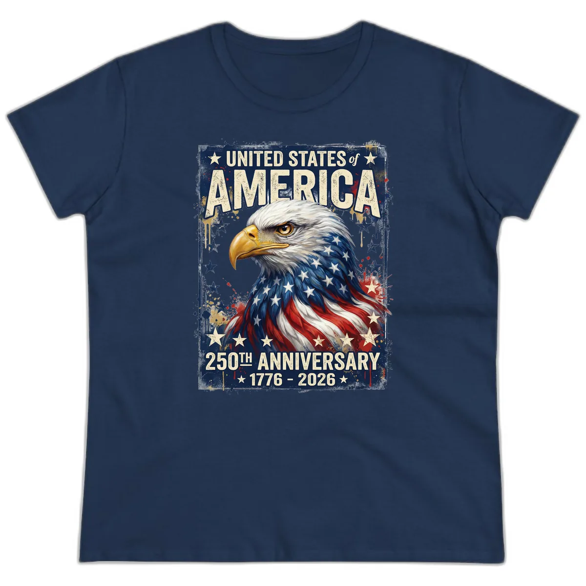 America 250th Anniversary Eagle Ladies Tee in Navy