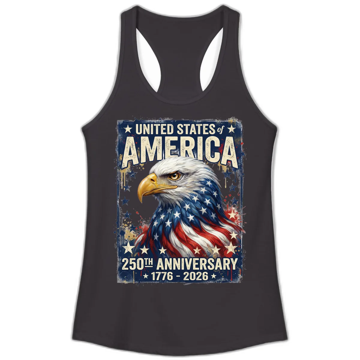 America 250th Anniversary Eagle Ladies Tank in Black
