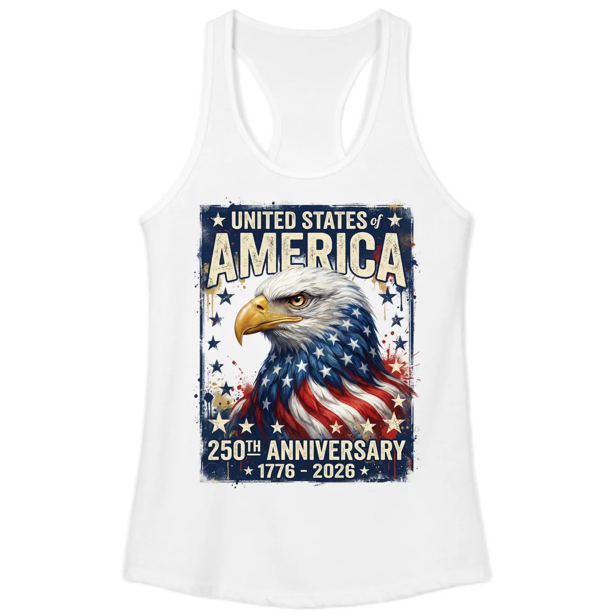 America 250th Anniversary Eagle Ladies Tank in White