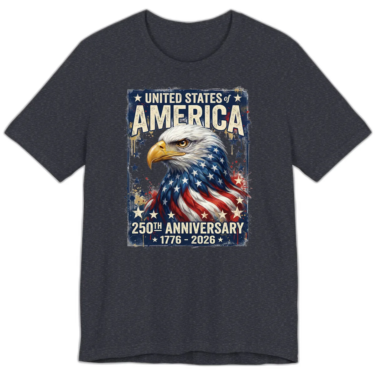 America 250th Anniversary Eagle Premium T-Shirt in Heather Navy