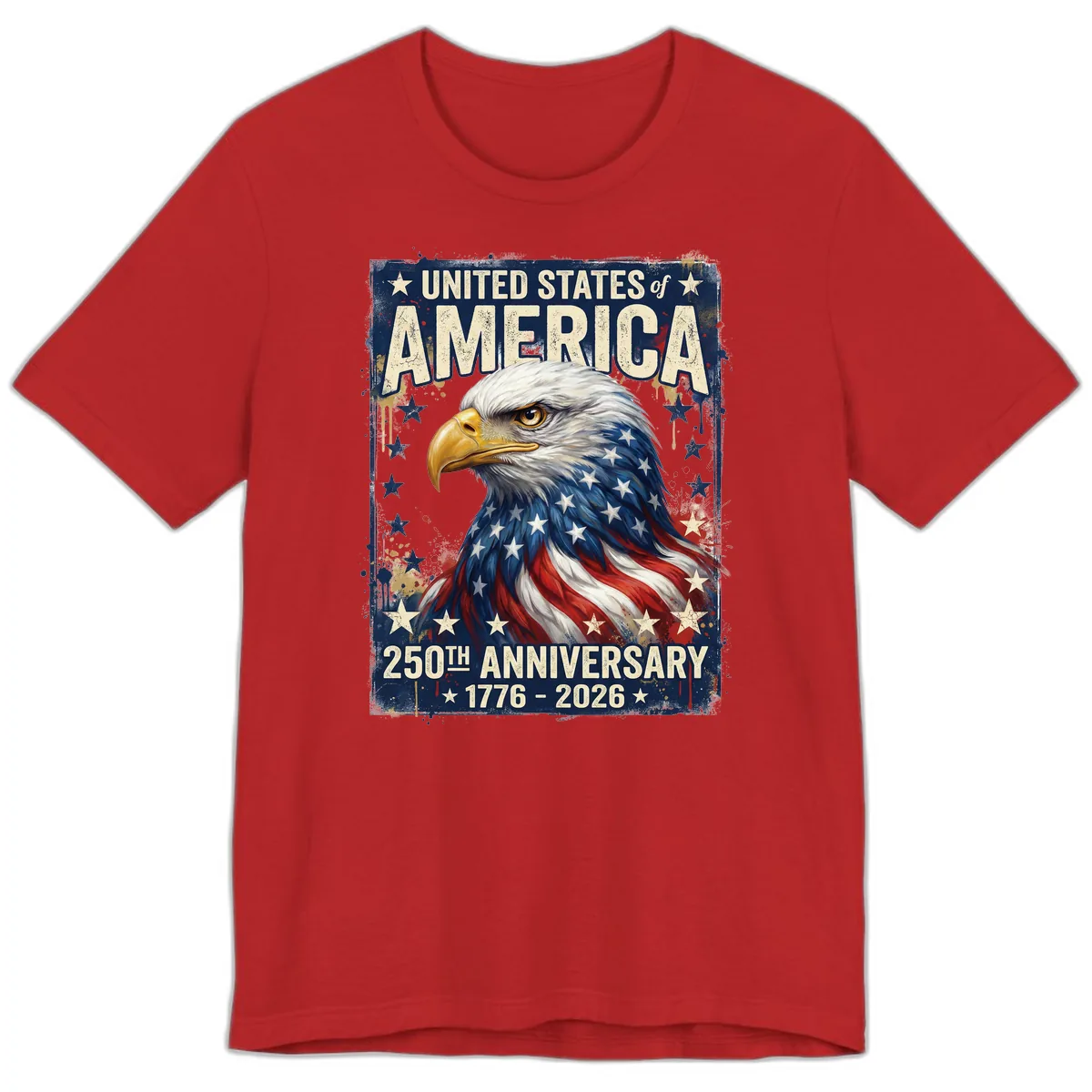 America 250th Anniversary Eagle Premium T-Shirt in Red