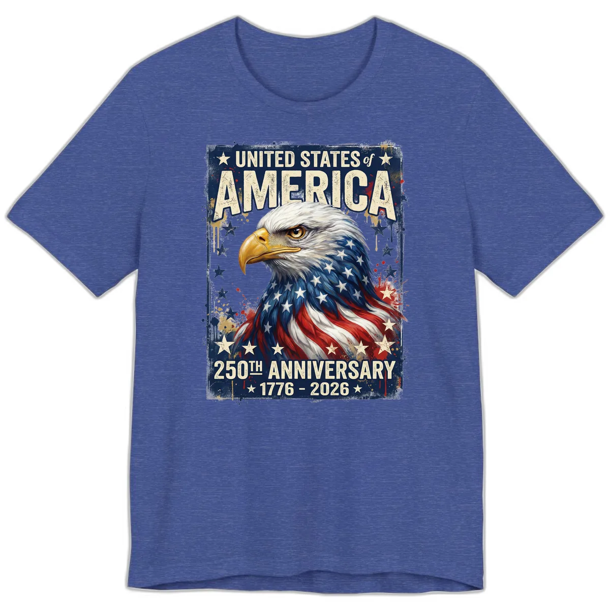 America 250th Anniversary Eagle Premium T-Shirt in Heather True Royal