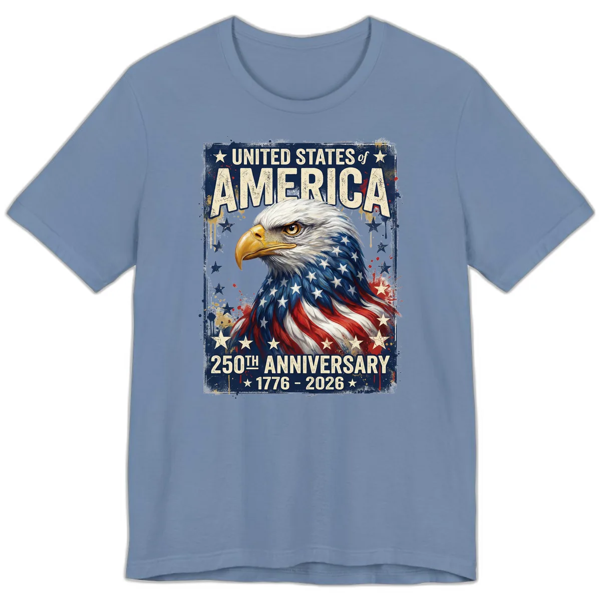 America 250th Anniversary Eagle Premium T-Shirt in Steel Blue