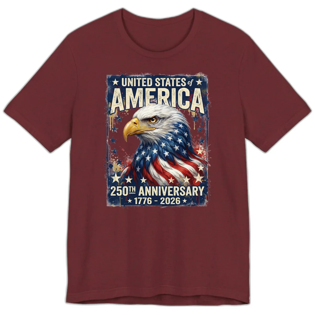 America 250th Anniversary Eagle Premium T-Shirt in Heather Cardinal