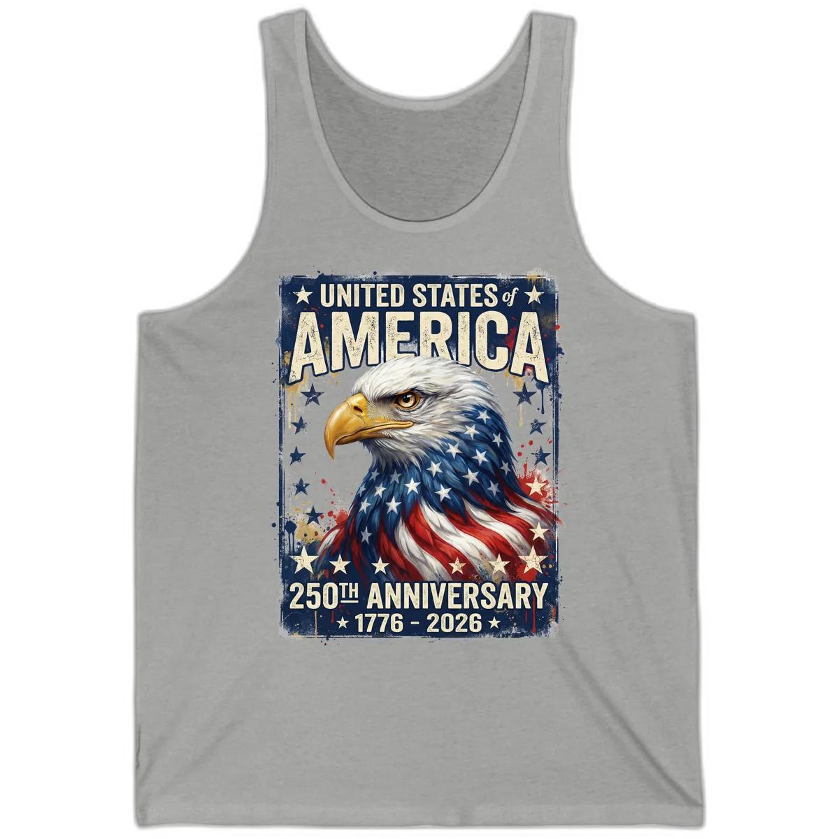 America 250th Anniversary Eagle Tank in Athletic Heather