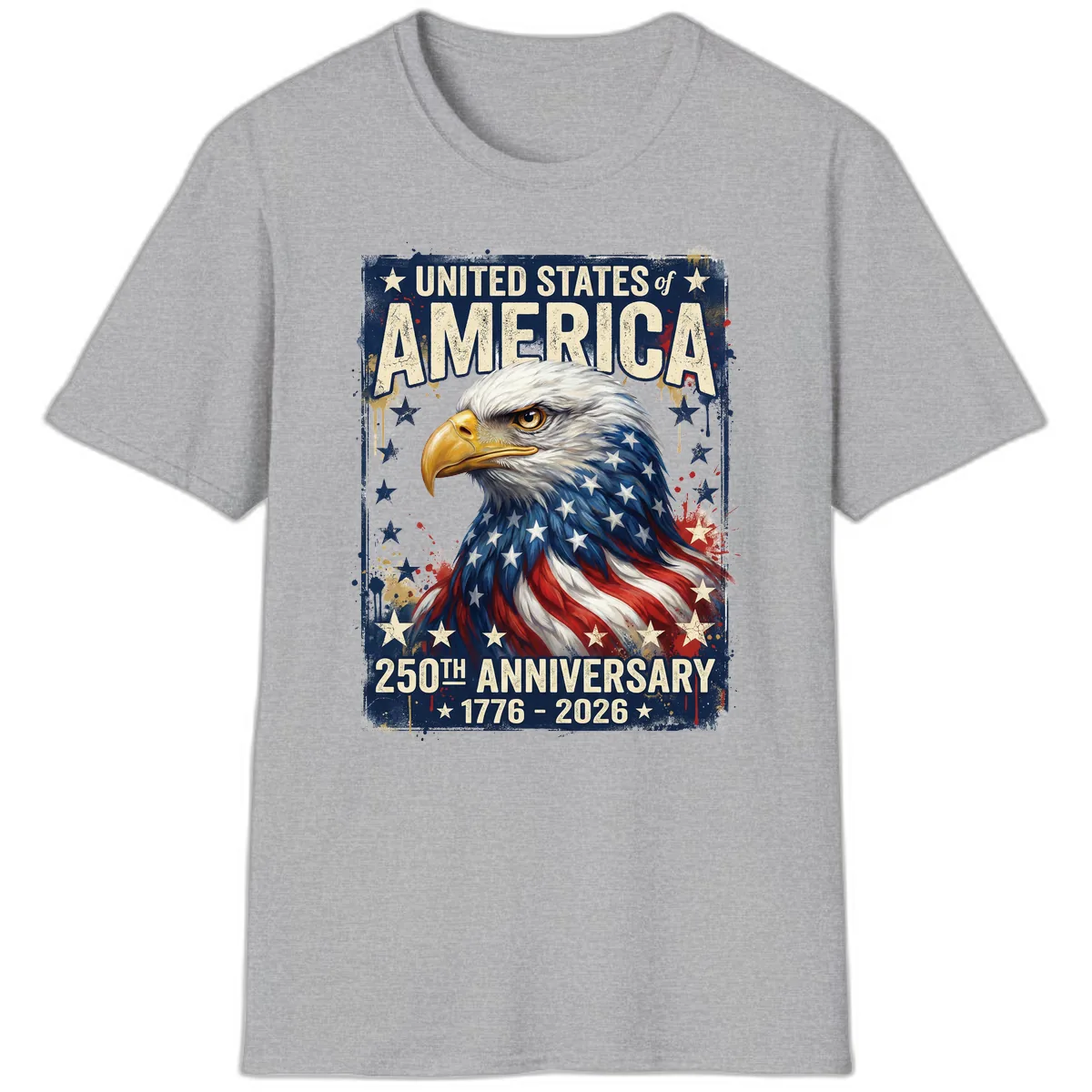 America 250th Anniversary Eagle T-Shirt in Sport Grey
