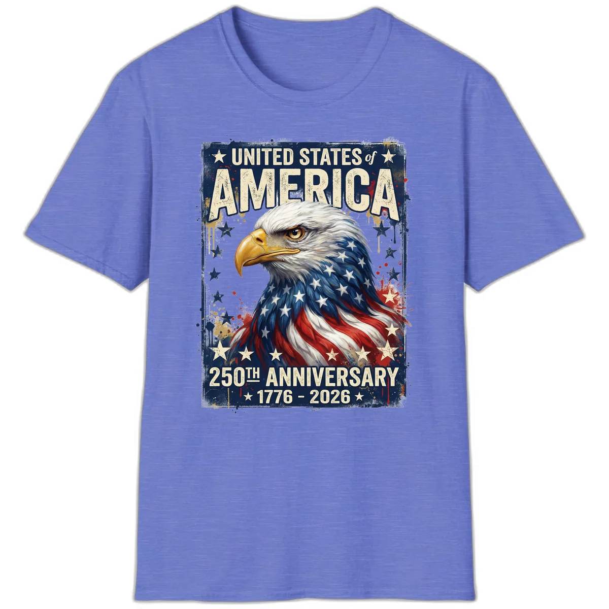 America 250th Anniversary Eagle T-Shirt in Heather Royal