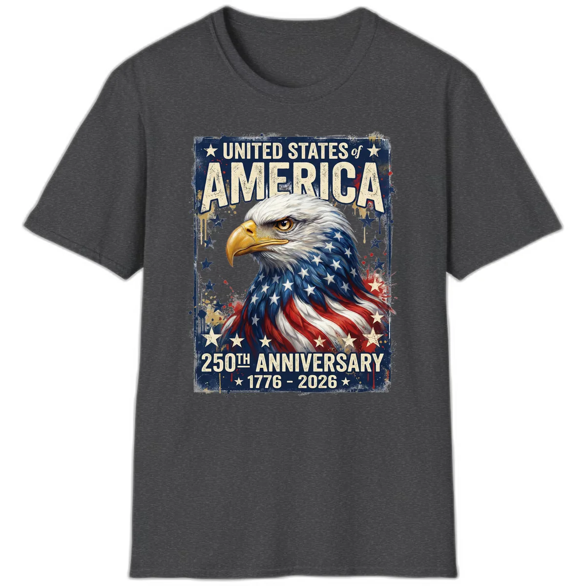 America 250th Anniversary Eagle T-Shirt in Dark Heather