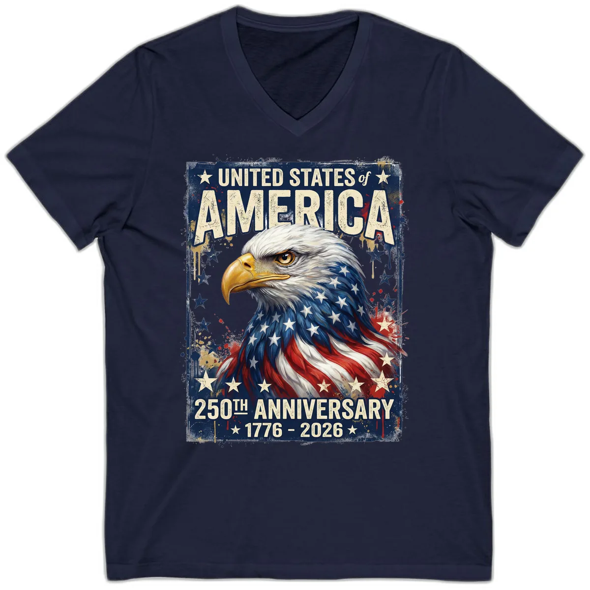 America 250th Anniversary Eagle V-Neck in Navy