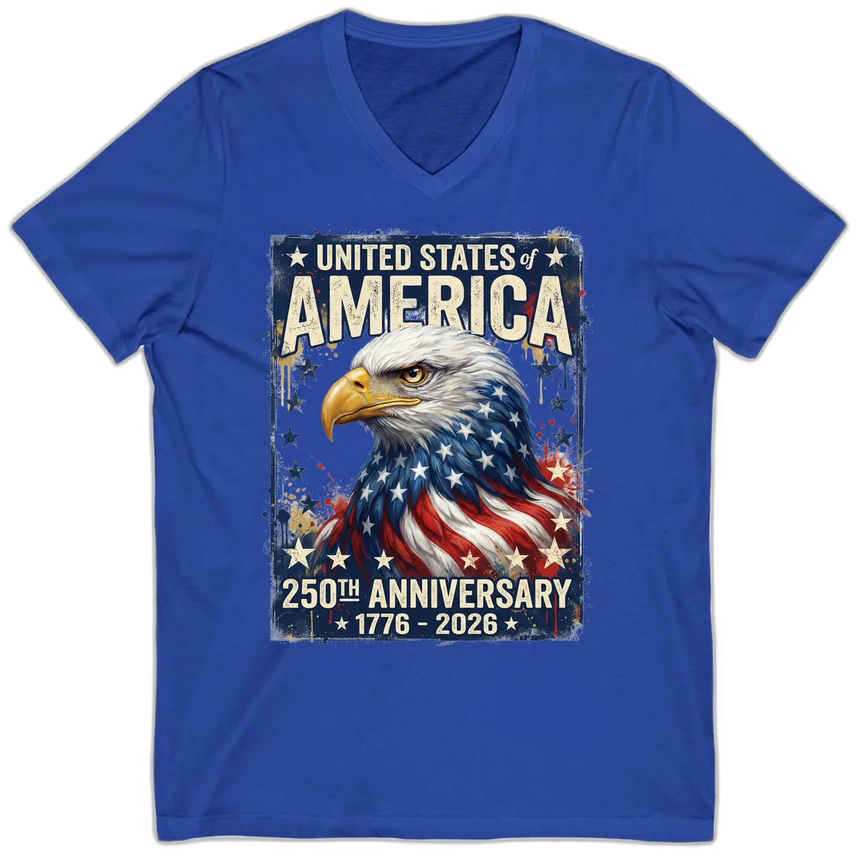 America 250th Anniversary Eagle V-Neck in True Royal