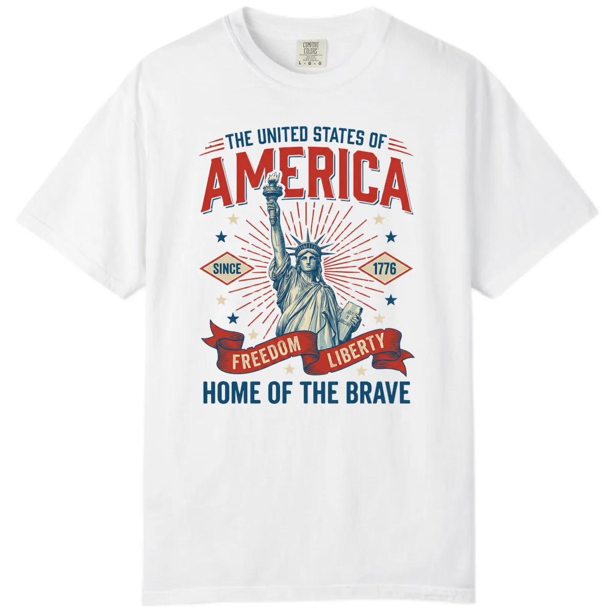 America Freedom Liberty Celebration Comfort Color in White