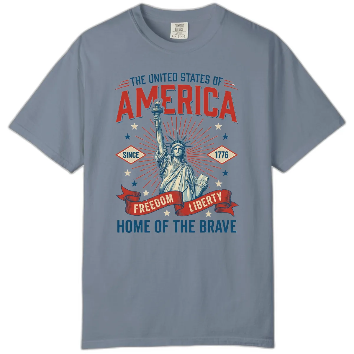 America Freedom Liberty Celebration Comfort Color in Blue Jean