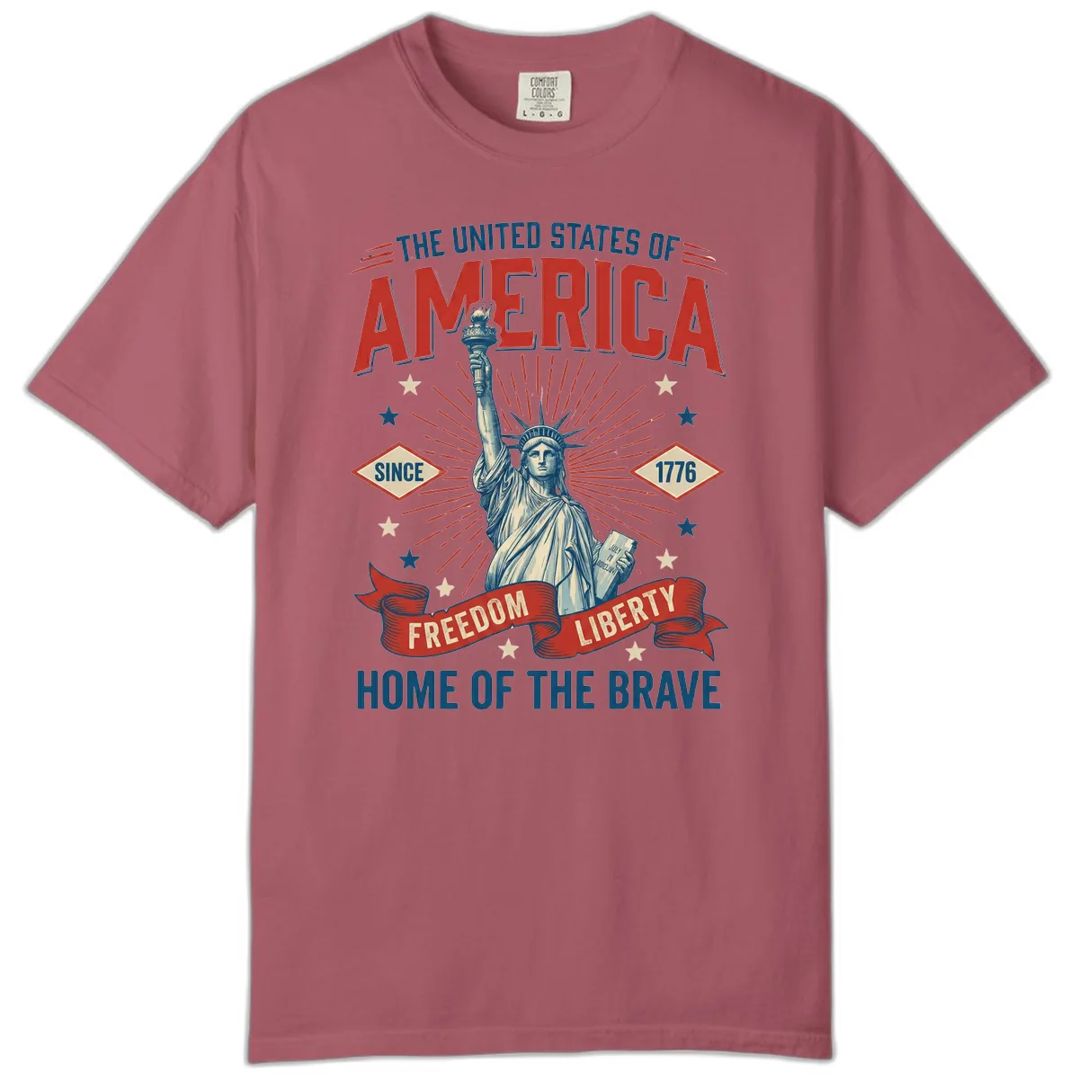 America Freedom Liberty Celebration Comfort Color in Crimson
