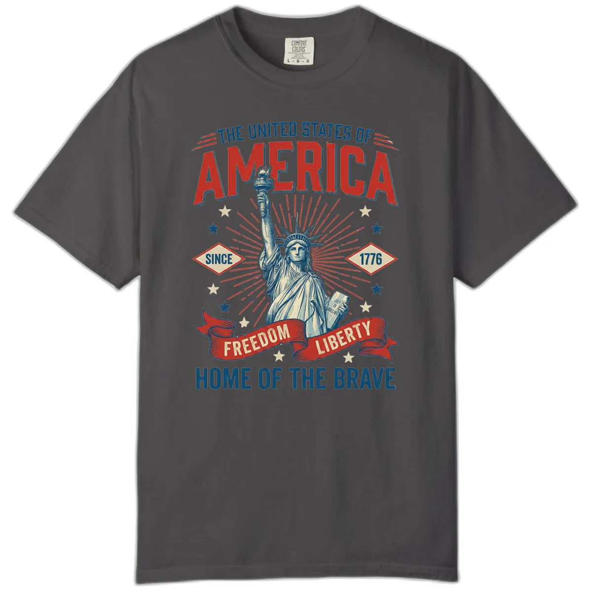 America Freedom Liberty Celebration Comfort Color in Graphite