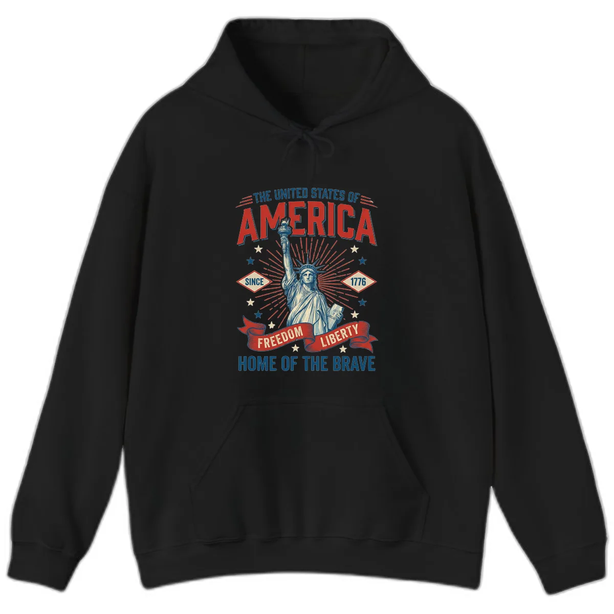 America Freedom Liberty Celebration Hoodie in Black
