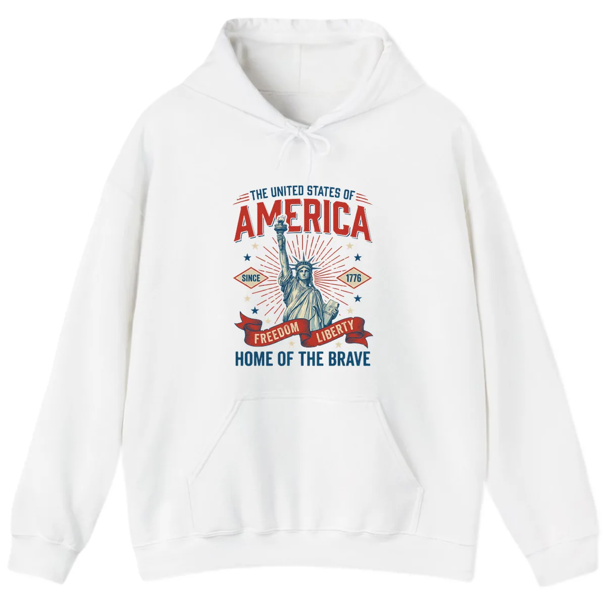America Freedom Liberty Celebration Hoodie in White