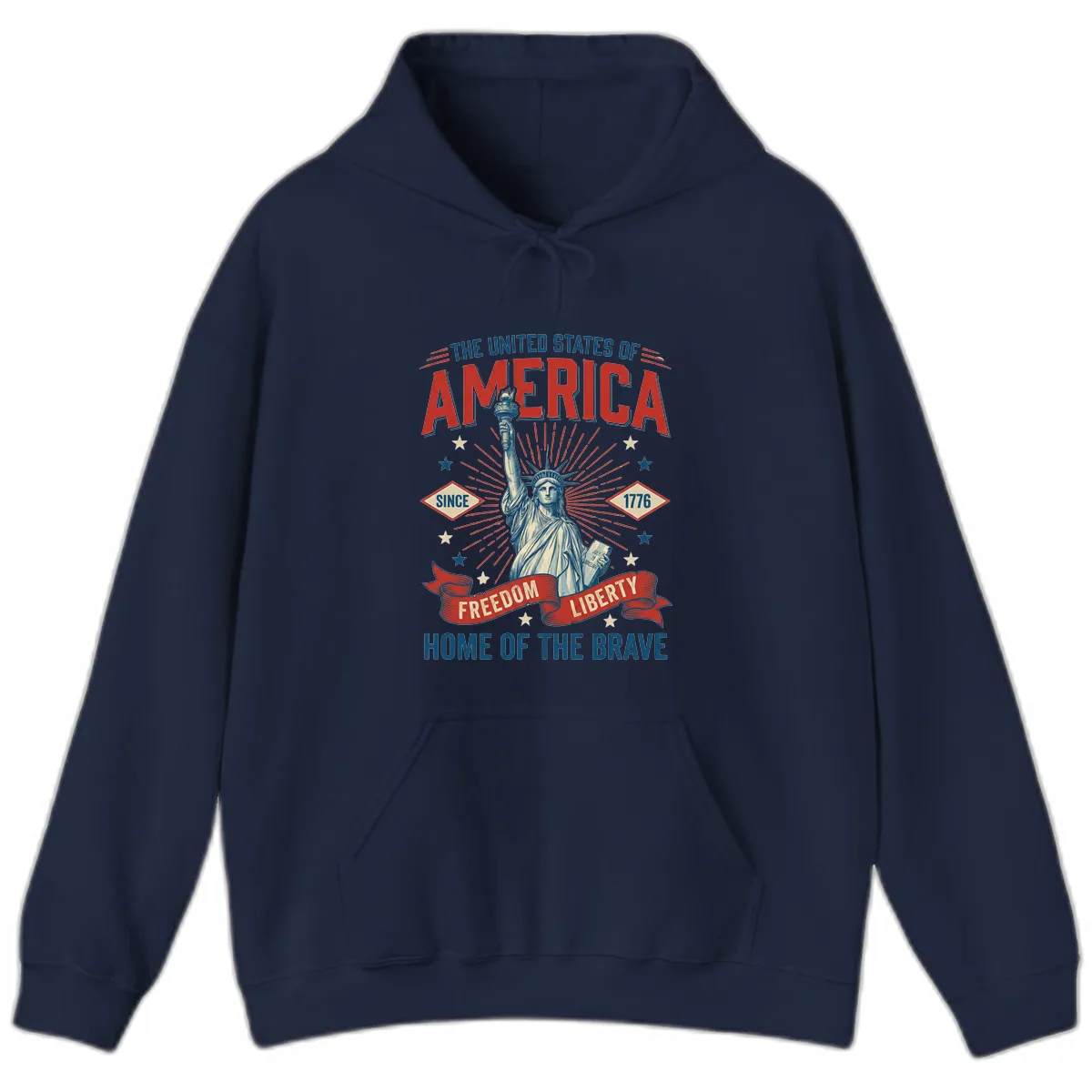 America Freedom Liberty Celebration Hoodie in Navy